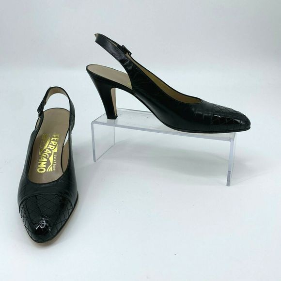 Salvatore Ferragamo Shoes - Salvatore Ferragamo Slip On Heels Leather Pumps